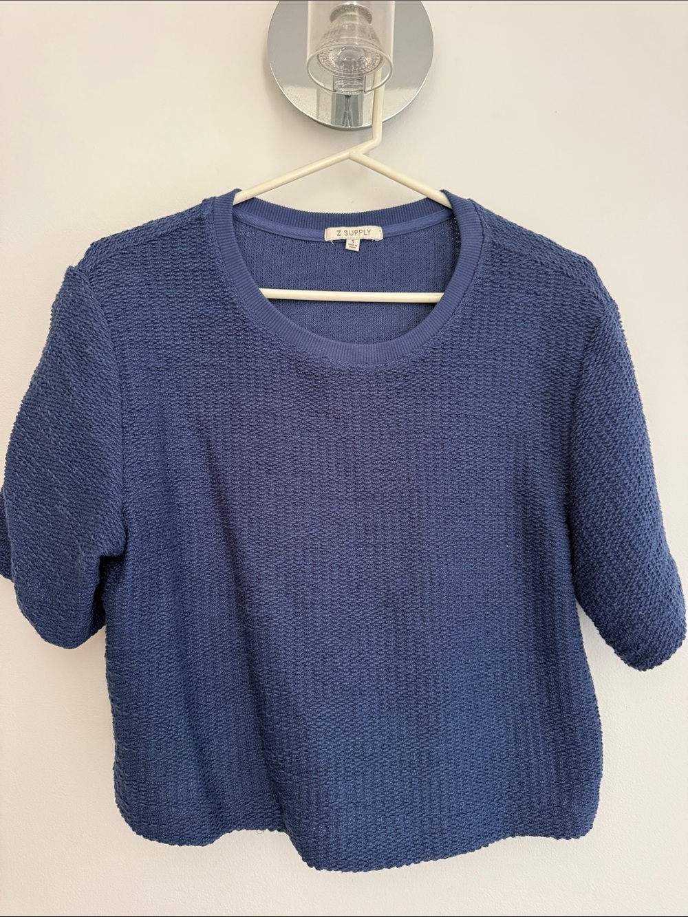 Z Supply Navy Textured Short Sleeve Top